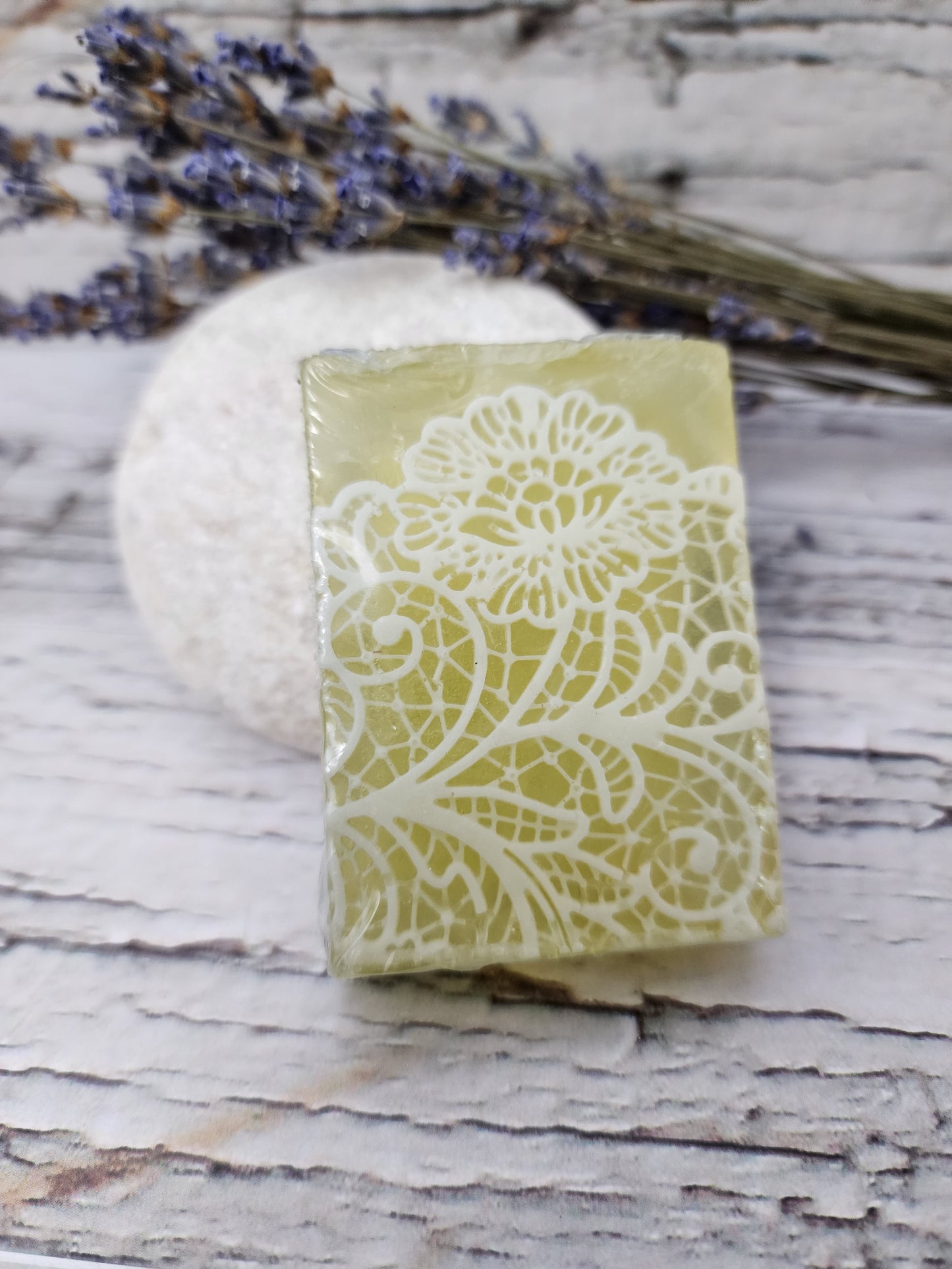 Lavender and Lace Lemongrass Aloe Soap with Goat's Milk Lace