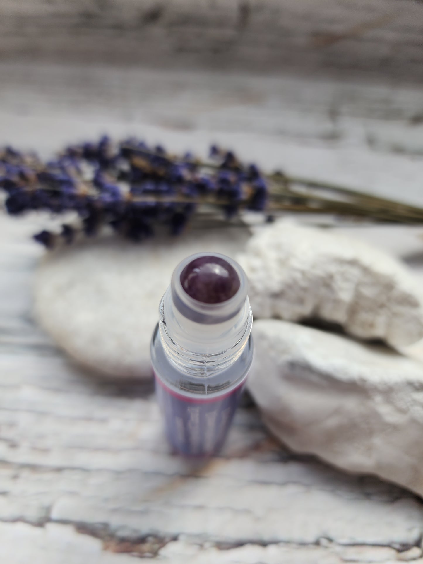 Lavender-Bergamot Essential Oil Roller with Amethyst Crystal Roller Ball