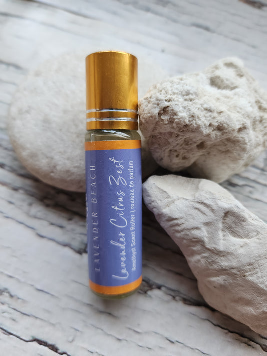 Lavender Citrus Zest Essential Oil Roller Blend with Amethyst Crystal Roller Ball