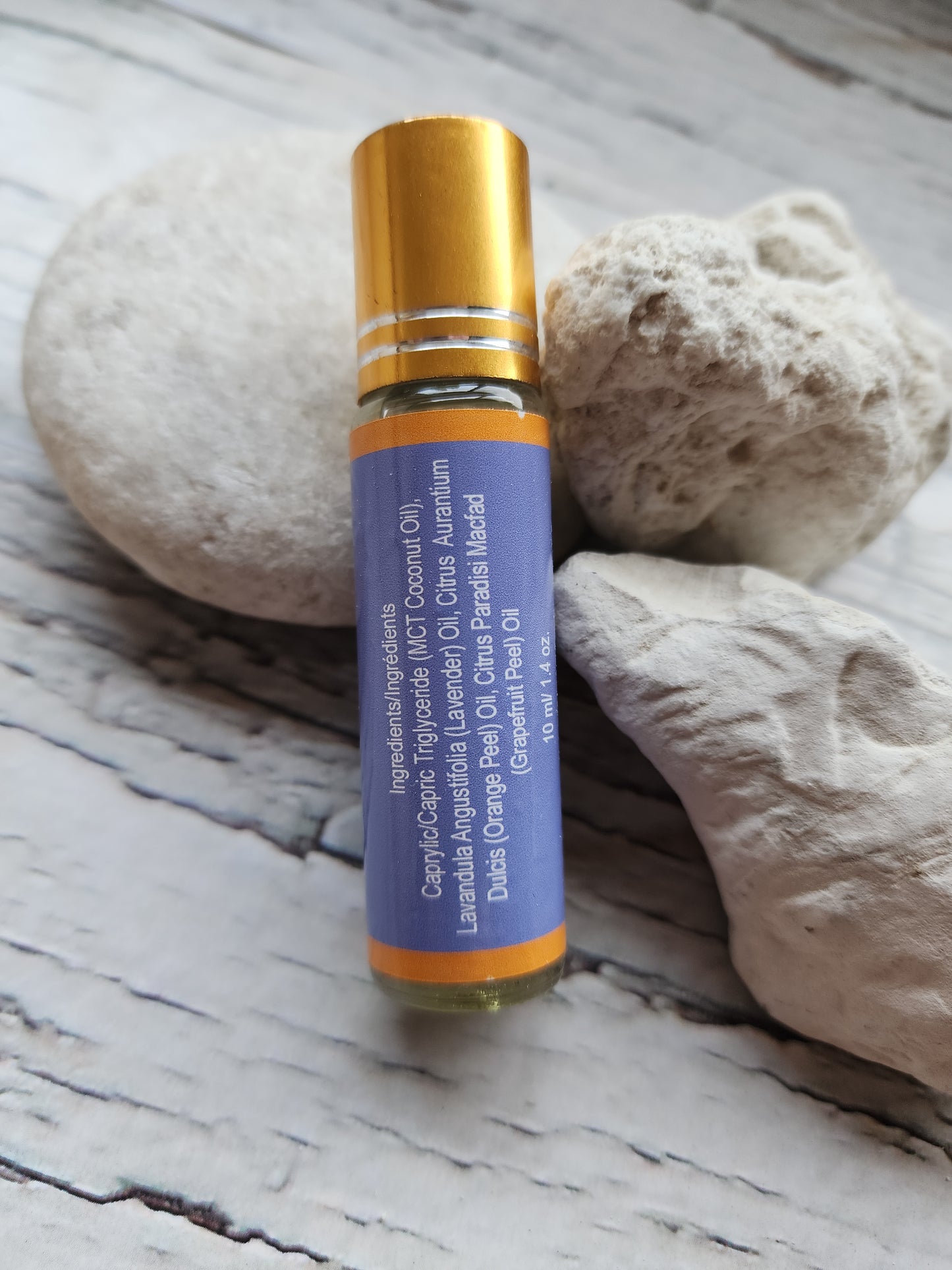 Lavender Citrus Zest Essential Oil Roller Blend with Amethyst Crystal Roller Ball