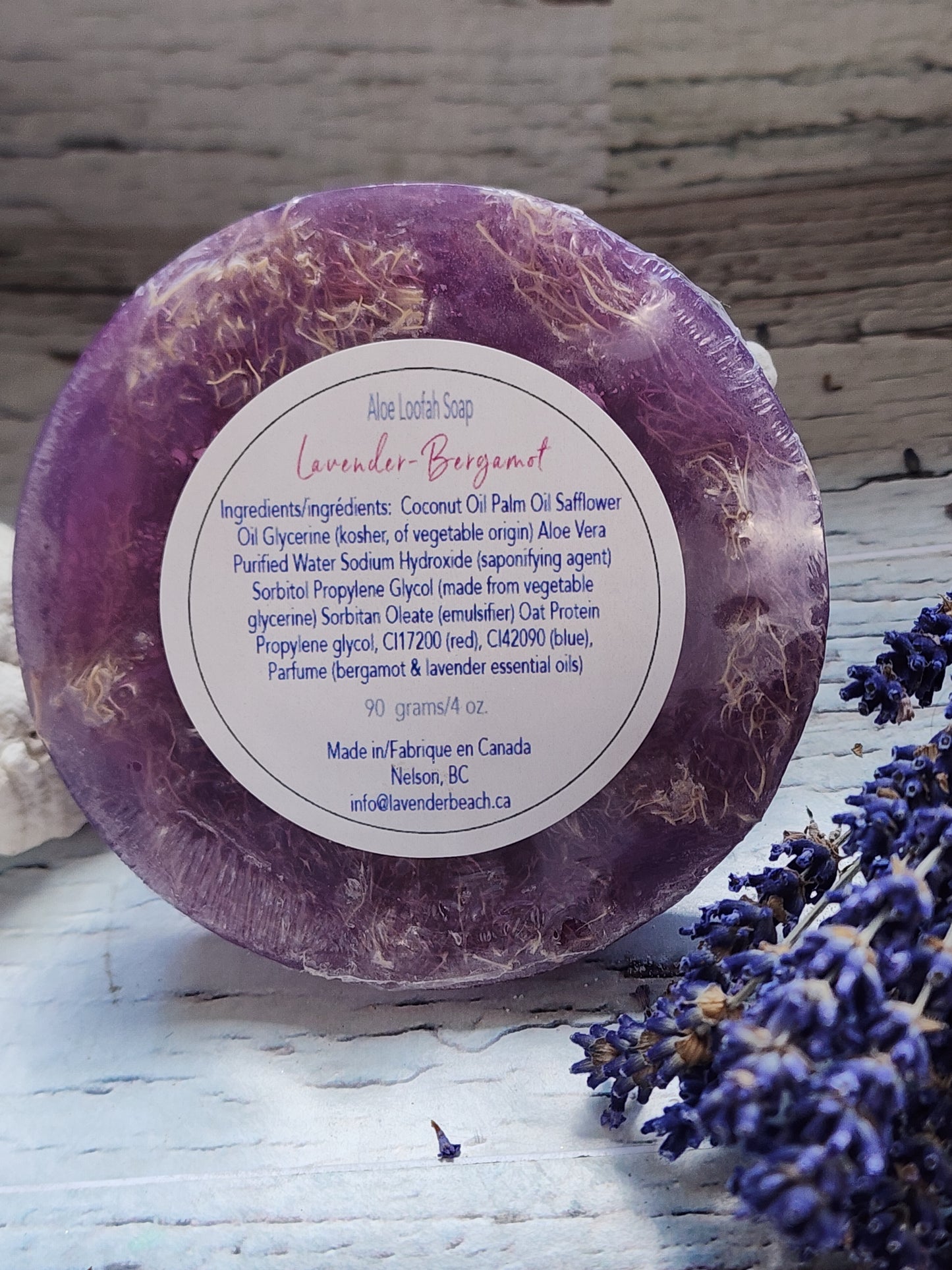 Lavender & Bergamot Exfoliating Soap with Loofah & Aloe