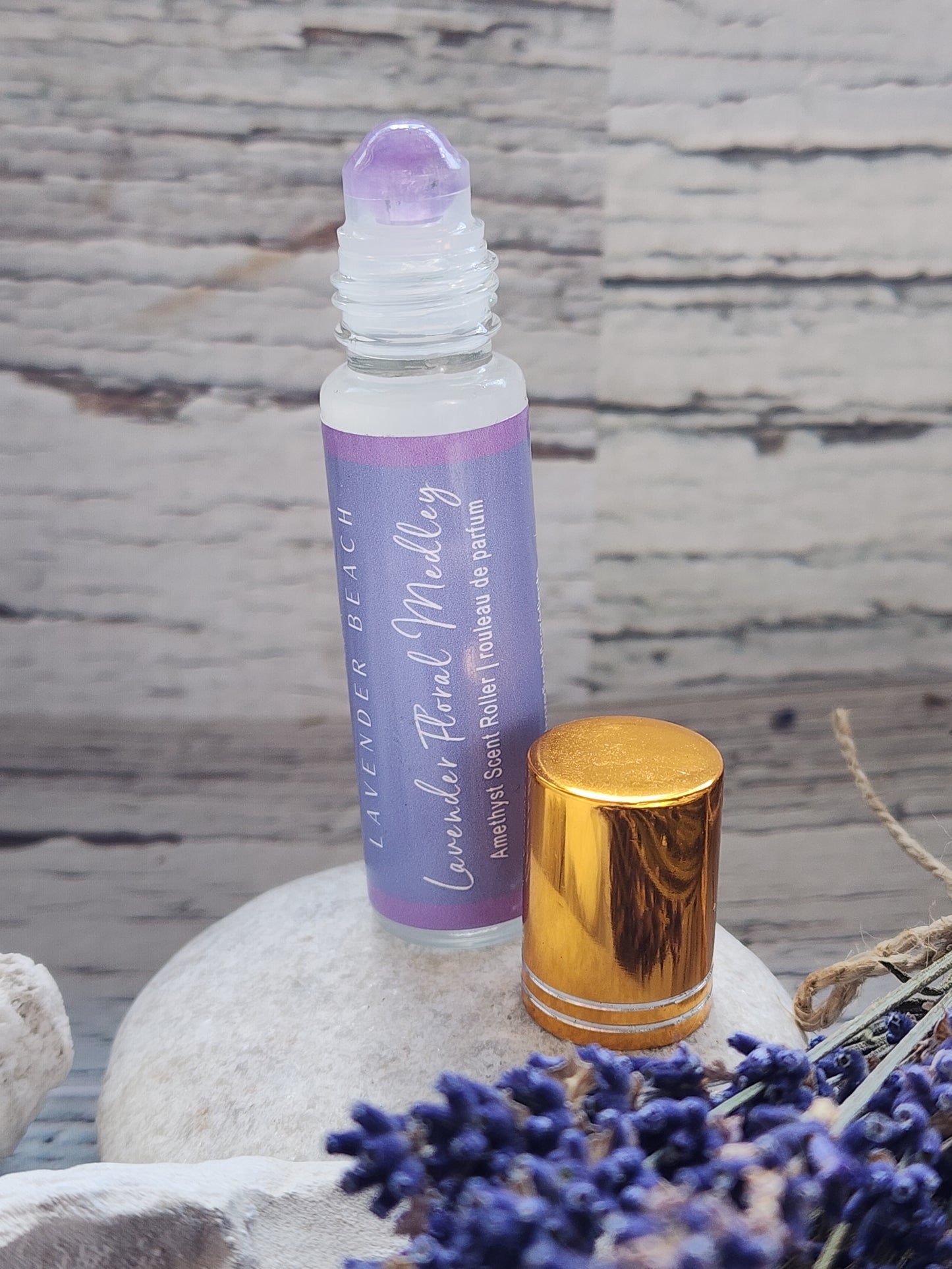Lavender Floral Medley Essential Oil & Amethyst Crystal Roller Ball