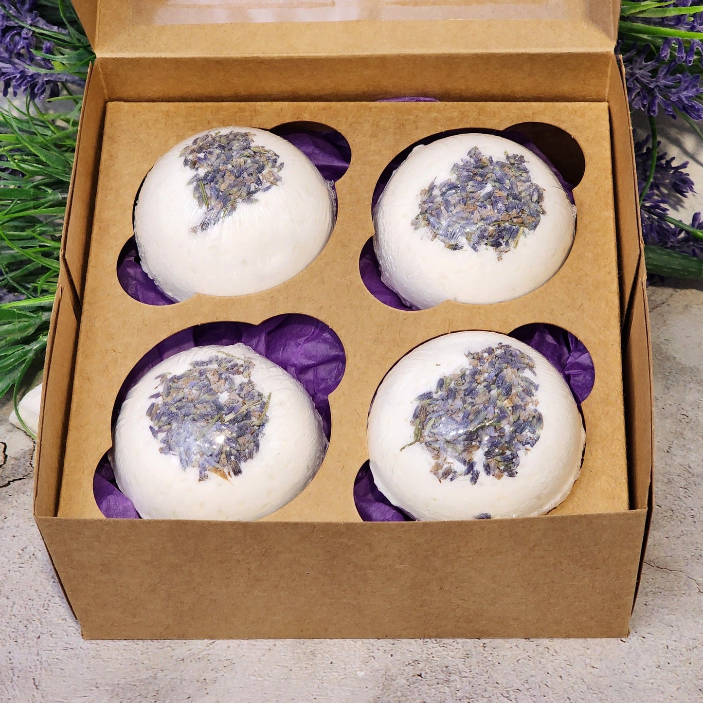 Luxurious Lavender Aromatherapy Bath Bombs - Set of 4