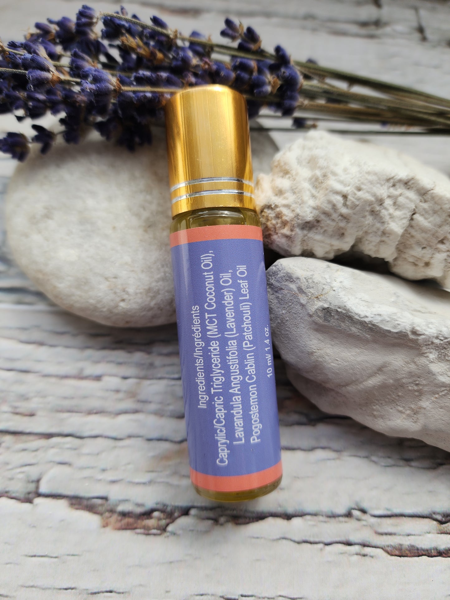 Lavender-Patchouli Essential Oil Roller with Amethyst Crystal Roller Ball