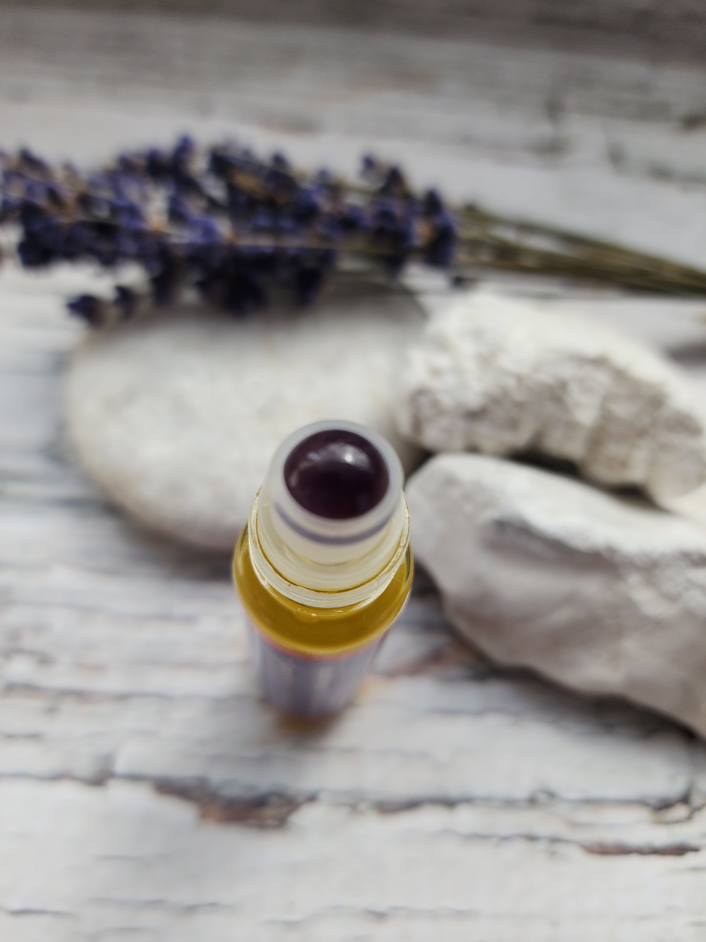 Lavender-Patchouli Essential Oil Roller with Amethyst Crystal Roller Ball