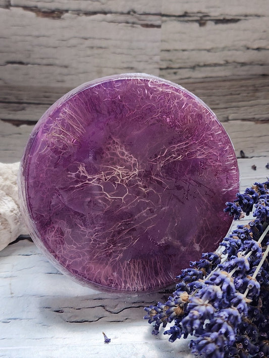 Lavender & Bergamot Exfoliating Soap with Loofah & Aloe